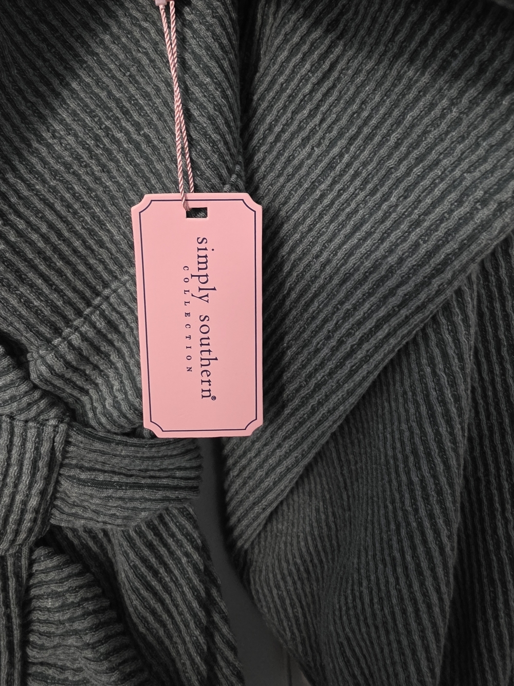 Simply Southern Dusty Sage Ribbed Wrap Midi Dress with Tie - Picture 3 of 8